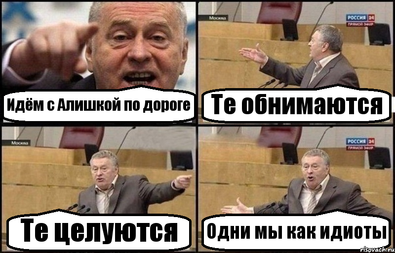 Идём с Алишкой по дороге Те обнимаются Те целуются Одни мы как идиоты, Комикс Жириновский