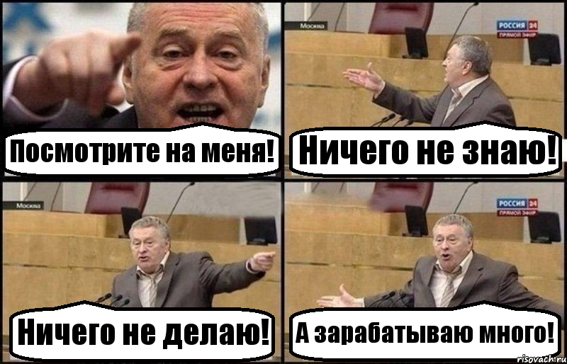 Посмотрите на меня! Ничего не знаю! Ничего не делаю! А зарабатываю много!, Комикс Жириновский