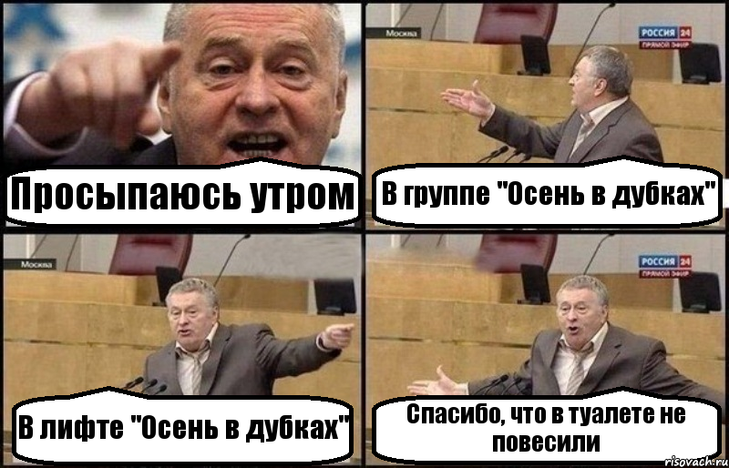 Просыпаюсь утром В группе "Осень в дубках" В лифте "Осень в дубках" Спасибо, что в туалете не повесили, Комикс Жириновский