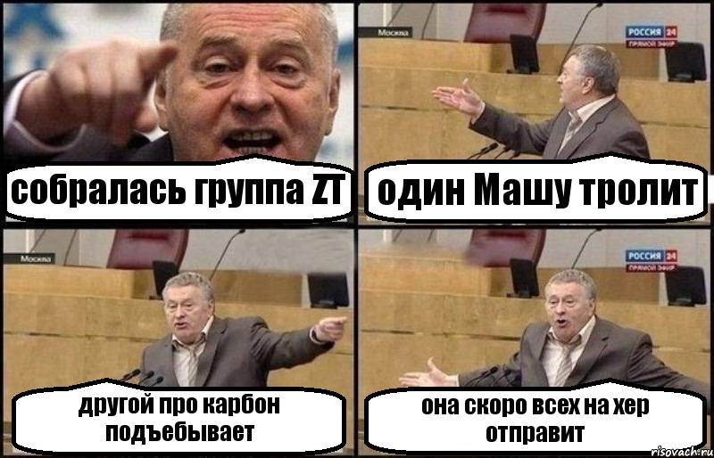 собралась группа ZT один Машу тролит другой про карбон подъебывает она скоро всех на хер отправит, Комикс Жириновский