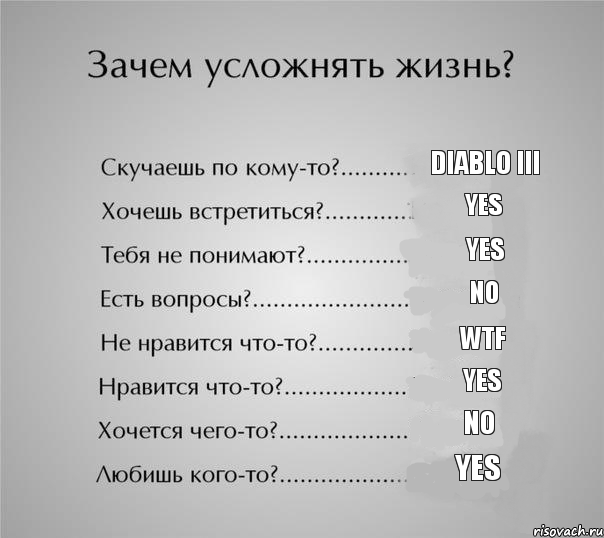 Diablo III YES YES NO WTF YES NO YES, Комикс  Зачем усложнять жизнь