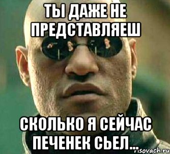 ты даже не представляеш сколько я сейчас печенек сьел..., Мем  а что если я скажу тебе