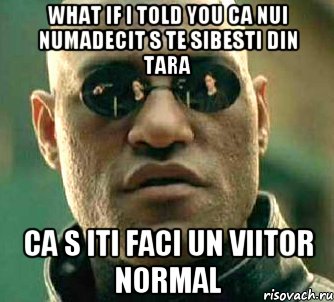 what if i told you ca nui numadecit s te sibesti din tara ca s iti faci un viitor normal, Мем  а что если я скажу тебе