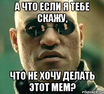 А ЧТО ЕСЛИ Я ТЕБЕ СКАЖУ, ЧТО НЕ ХОЧУ ДЕЛАТЬ ЭТОТ МЕМ?, Мем  а что если я скажу тебе