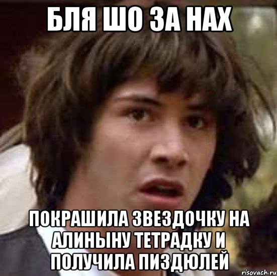 БЛЯ ШО ЗА НАХ ПОКРАШИЛА ЗВЕЗДОЧКУ НА АЛИНЫНУ ТЕТРАДКУ И ПОЛУЧИЛА ПИЗДЮЛЕЙ, Мем А что если (Киану Ривз)