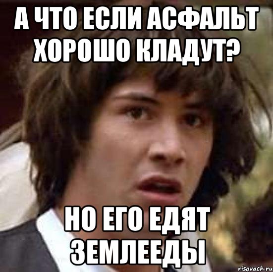 а что если асфальт хорошо кладут? но его едят землееды, Мем А что если (Киану Ривз)