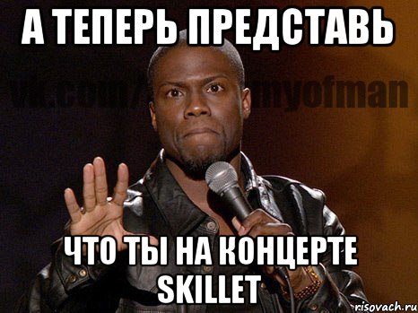 а теперь представь что ты на концерте skillet, Мем  А теперь представь