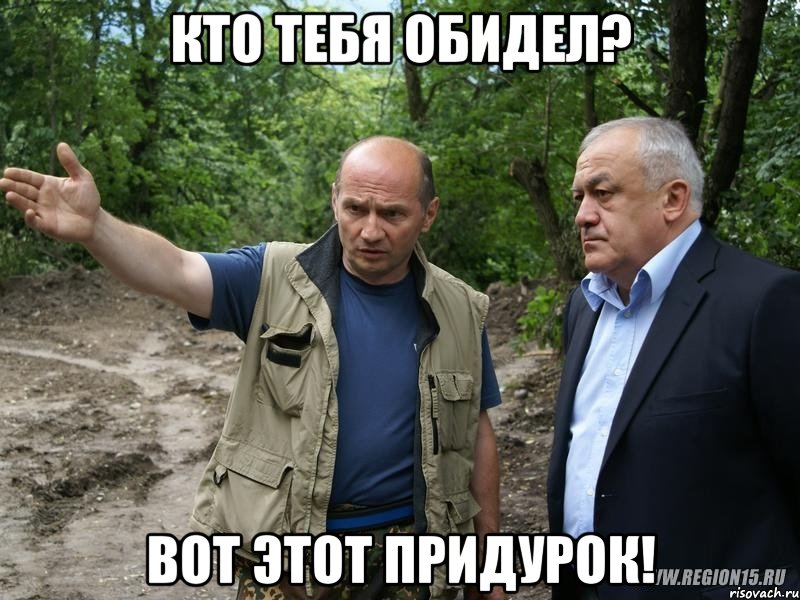 кто тебя обидел? вот этот придурок!