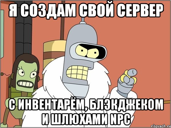 я создам свой сервер с инвентарём, блэкджеком и шлюхами npc, Мем Бендер