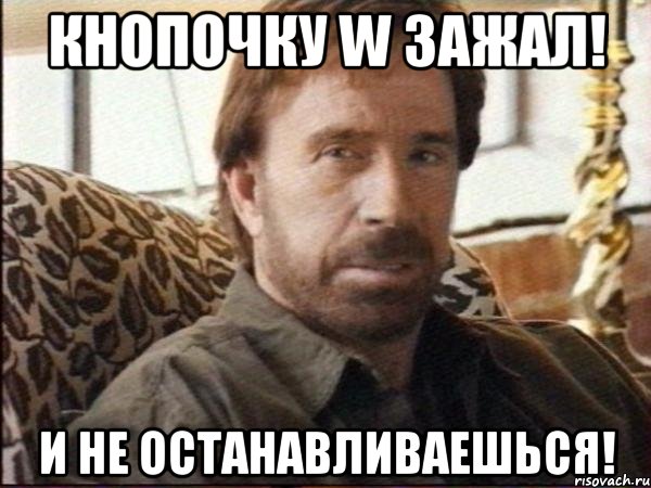 кнопочку w зажал! и не останавливаешься!, Мем чак норрис