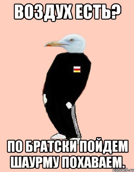 Воздух есть? По братски пойдем шаурму похаваем.