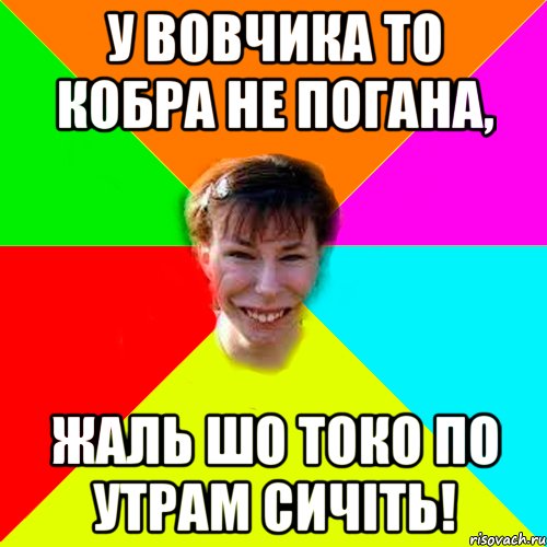 У Вовчика то кобра не погана, Жаль шо токо по утрам сичіть!