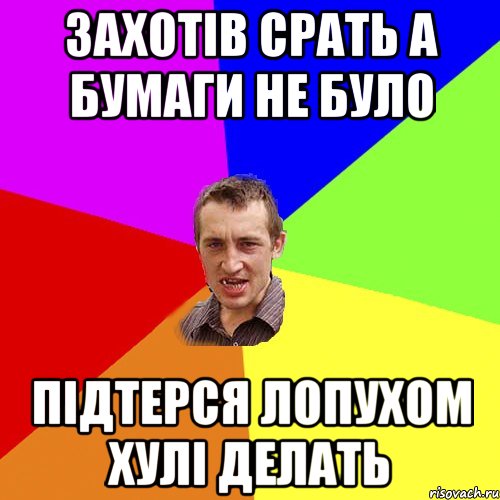 захотів срать а бумаги не було підтерся лопухом хулі делать, Мем Чоткий паца