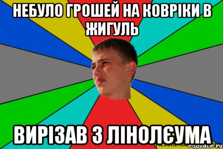 небуло грошей на ковріки в жигуль вирізав з лінолєума