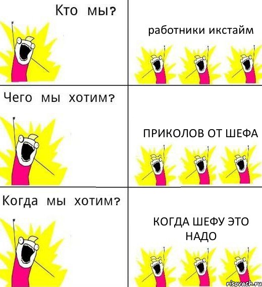 работники икстайм приколов от шефа когда шефу это надо, Комикс Что мы хотим