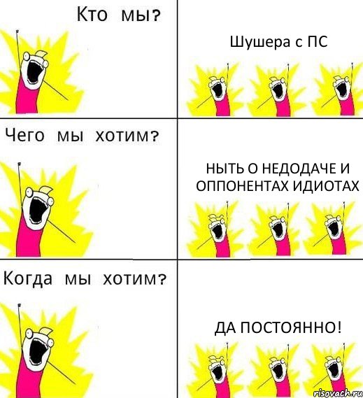 Шушера с ПС Ныть о недодаче и оппонентах идиотах Да постоянно!, Комикс Что мы хотим