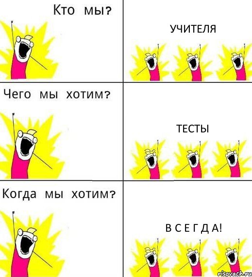 УЧИТЕЛЯ ТЕСТЫ В С Е Г Д А!, Комикс Что мы хотим