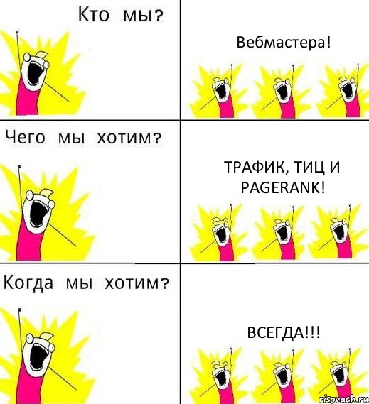 Вебмастера! Трафик, ТИЦ и PageRank! Всегда!!!, Комикс Что мы хотим