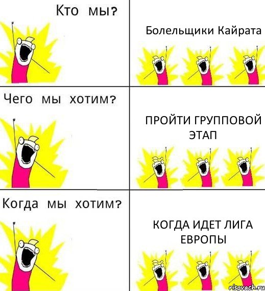 Болельщики Кайрата пройти групповой этап когда идет Лига Европы, Комикс Что мы хотим