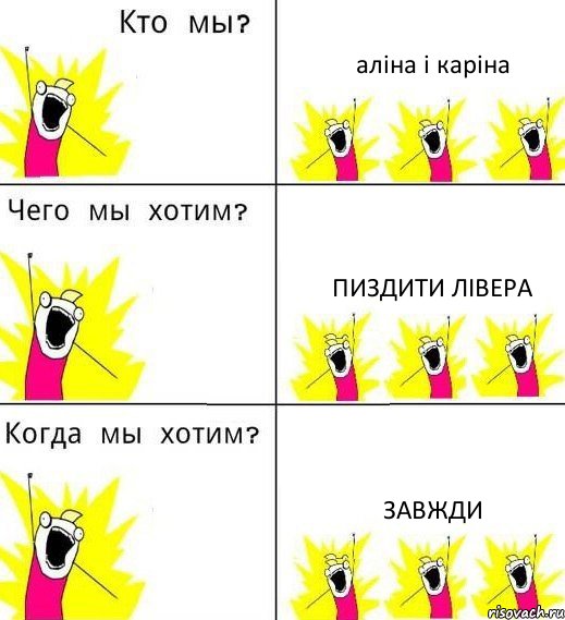 аліна і каріна пиздити лівера завжди, Комикс Что мы хотим