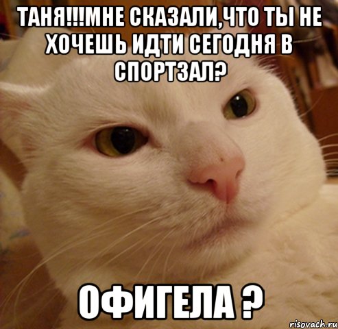 Таня!!!мне сказали,что ты не хочешь идти сегодня в спортзал? офигела ?