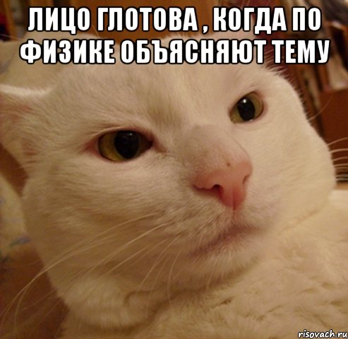 Лицо Глотова , когда по физике объясняют тему 