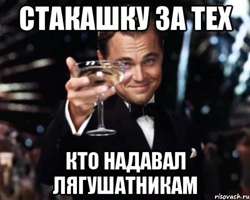 СТАКАШКУ ЗА ТЕХ КТО НАДАВАЛ ЛЯГУШАТНИКАМ, Мем Великий Гэтсби (бокал за тех)