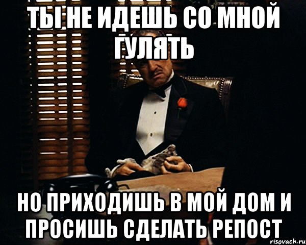 ты не идешь со мной гулять но приходишь в мой дом и просишь сделать репост, Мем Дон Вито Корлеоне