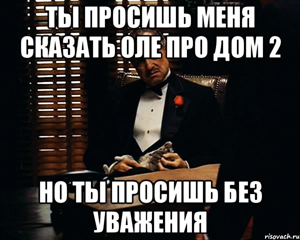 ты просишь меня сказать оле про дом 2 но ты просишь без уважения, Мем Дон Вито Корлеоне