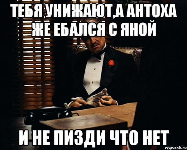 тебя унижают,а антоха же ебался с яной и не пизди что нет, Мем Дон Вито Корлеоне