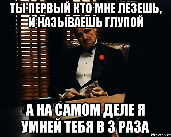 ты первый кто мне лезешь, и называешь глупой а на самом деле я умней тебя в 3 раза, Мем Дон Вито Корлеоне