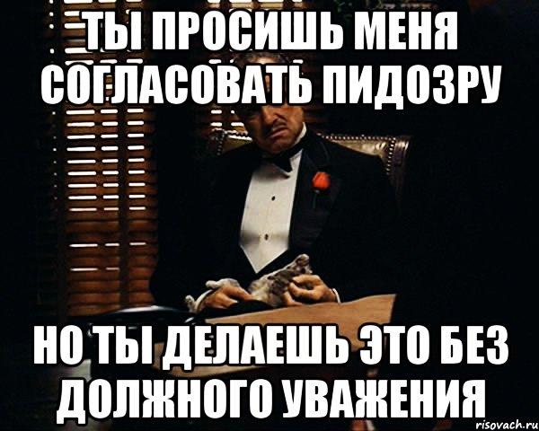 ты просишь меня согласовать пидозру но ты делаешь это без должного уважения, Мем Дон Вито Корлеоне