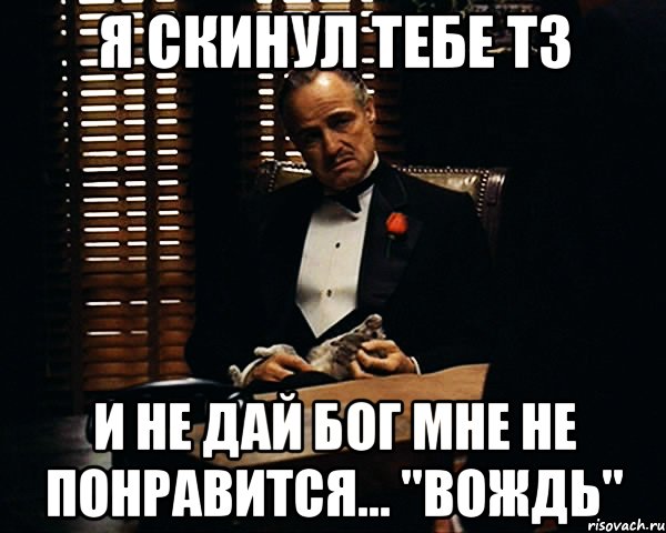 я скинул тебе тз и не дай бог мне не понравится... "вождь", Мем Дон Вито Корлеоне