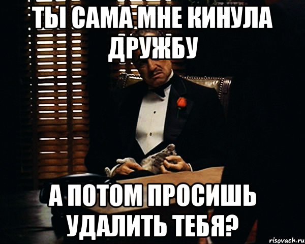 ты сама мне кинула дружбу а потом просишь удалить тебя?, Мем Дон Вито Корлеоне