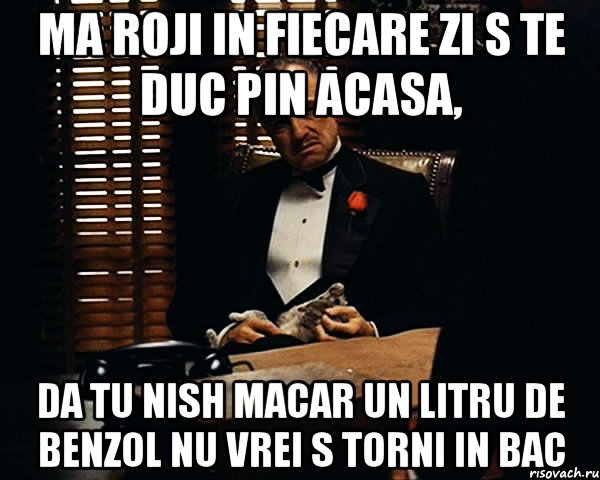 ma roji in fiecare zi s te duc pin acasa, da tu nish macar un litru de benzol nu vrei s torni in bac, Мем Дон Вито Корлеоне