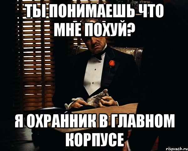 Ты понимаешь что мне похуй? Я охранник в главном корпусе, Мем Дон Вито Корлеоне