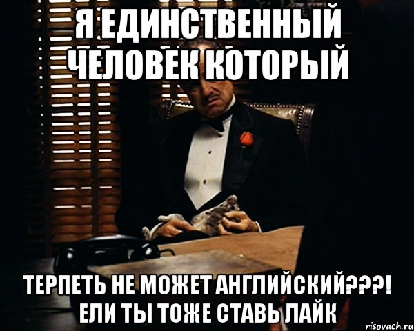 я единственный человек который терпеть не может английский???! Ели ты тоже ставь лайк, Мем Дон Вито Корлеоне