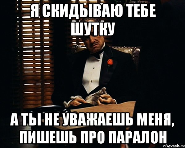 я скидываю тебе шутку а ты не уважаешь меня, пишешь про паралон, Мем Дон Вито Корлеоне