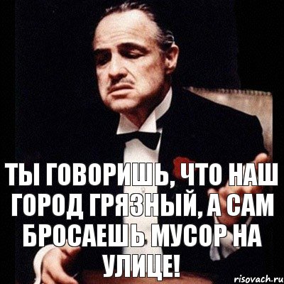 Ты говоришь, что наш город грязный, а сам бросаешь мусор на улице!, Комикс Дон Вито Корлеоне 1