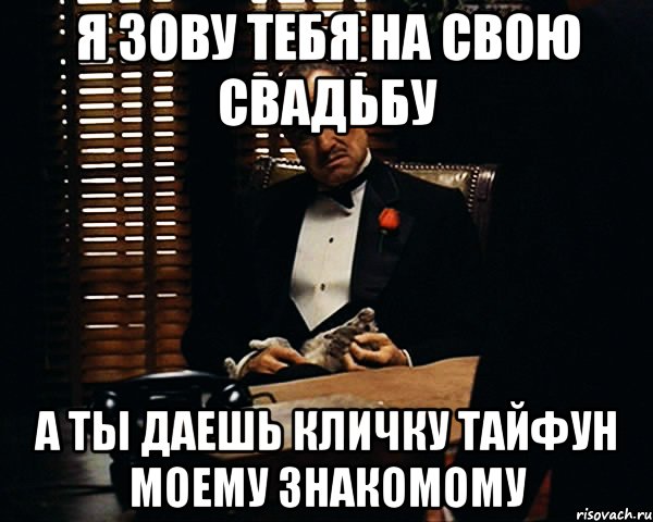 Я ЗОВУ ТЕБЯ НА СВОЮ СВАДЬБУ А ТЫ ДАЕШЬ КЛИЧКУ ТАЙФУН МОЕМУ ЗНАКОМОМУ, Мем Дон Вито Корлеоне