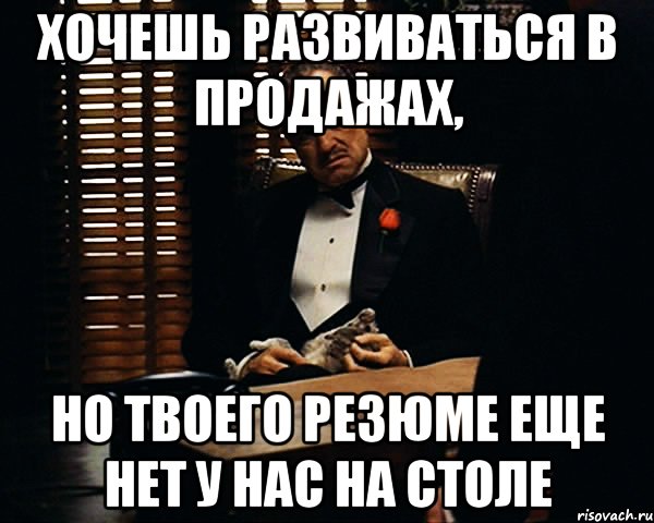 хочешь развиваться в продажах, но твоего резюме еще нет у нас на столе, Мем Дон Вито Корлеоне