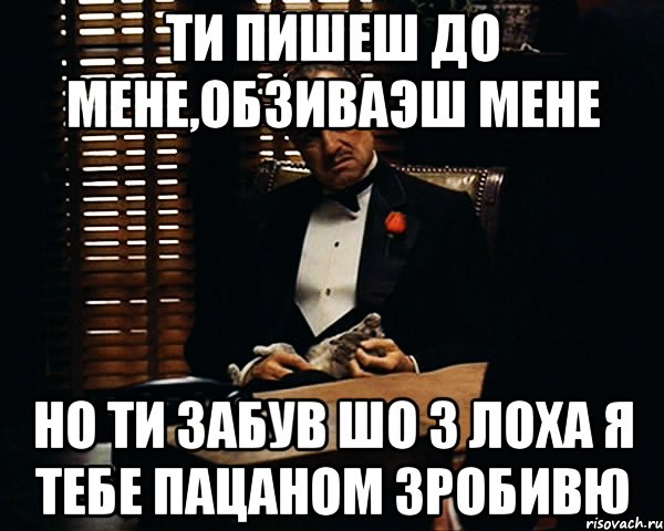 Ти пишеш до мене,обзиваэш мене но ти забув шо з лоха я тебе пацаном зробивю, Мем Дон Вито Корлеоне