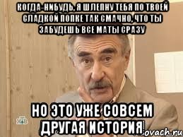 Когда-нибудь, я шлепну тебя по твоей сладкой попке так смачно, что ты забудешь все маты сразу Но это уже совсем другая история, Мем Каневский (Но это уже совсем другая история)