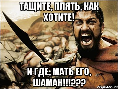 тащите, плять, как хотите! и где, мать его, шаман!!!???, Мем Это Спарта