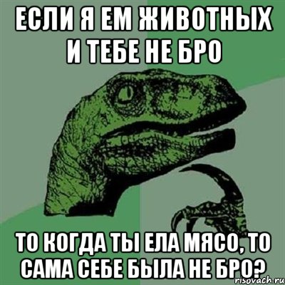 Если я ем животных и тебе не бро то когда ты ела мясо, то сама себе была не бро?, Мем Филосораптор