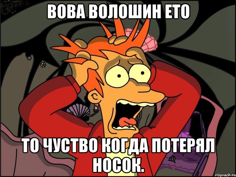 вова волошин ето то чуство когда потерял носок., Мем Фрай в панике