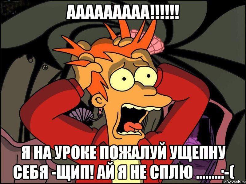 ааааааааа!!! я на уроке пожалуй ущепну себя -щип! ай я не сплю ........:-(, Мем Фрай в панике