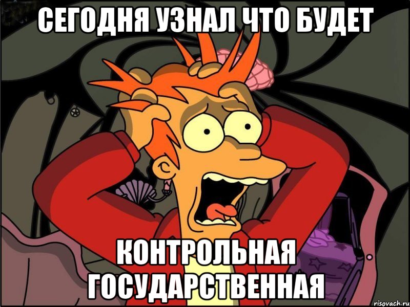 сегодня узнал что будет контрольная государственная, Мем Фрай в панике