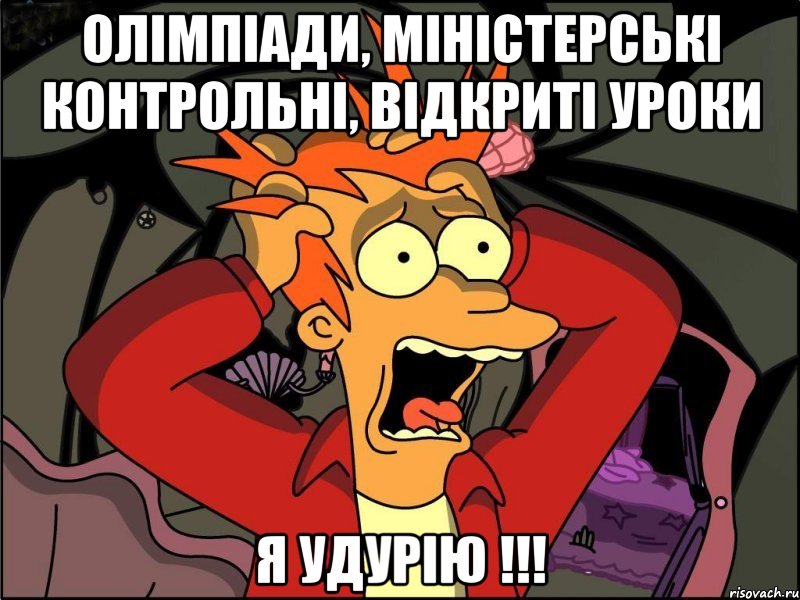 олімпіади, міністерські контрольні, відкриті уроки я удурію !!!, Мем Фрай в панике