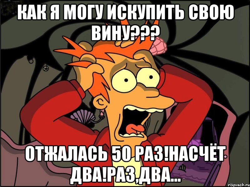 Как я могу искупить свою вину??? Отжалась 50 раз!Насчёт два!Раз,два..., Мем Фрай в панике